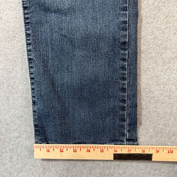 TK Axel Jeans Mens 34x32 Blue Straight Cut Denim Pants Thick Stitch Embroidered - Picture 6 of 13